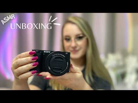ASMR com UNBOXING da CÂMERA NOVA do canal | Sussurros no Tascam | Unboxing Câmera ZV-E10 | Binaural