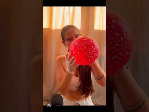 Blowing Red Balloon w Latex Gloves #asmr #balloon #youtubepartnerprogram #latex