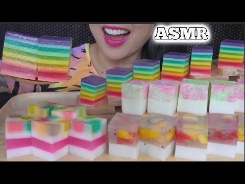 ASMR RAINBOW JELLO DESSERT (EATING SOUNDS) LIGHT WHISPERS | SAS-ASMR