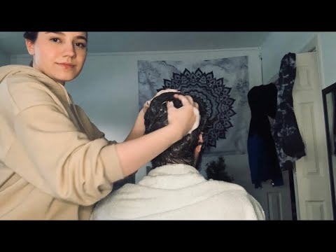 ASMR || Washing hair with shampoo ||
