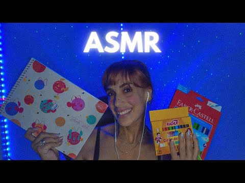 ASMR MOSTRANDO OS MATERIAIS ESCOLARES DA MAYA 🥰