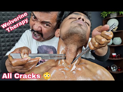 Asim Barber Wolverine Massage Therapy with lots of cracks asmr