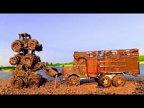 Muddy Tractor And PoLo truck Help Jcb And Water Jump Muddy Cleaning | Tractor Video | Mud Toys