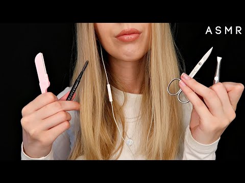 ASMR Doing your eyebrows Role Play (Shaving, shaping, plucking..) No talking, Layered sounds