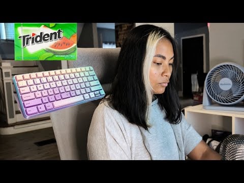 ASMR 30 Minute Fast Typing On The Computer, Chewing Watermelon Trident Gum , Background ASMR