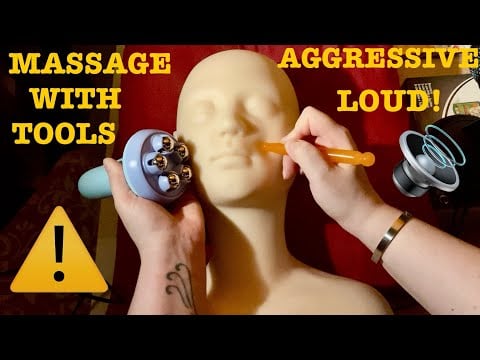 ASMR|⚠️INTENSE AGGRESSIVE LOUD MASSAGE ON SILICON MANNEQUIN WITH TOOLS-HEAD/FACE/BACK/NECK/SHOULDERS