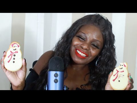 Starbucks Snowman Cookies/Eggnog ASMR Eating Sounds