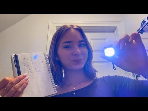 asmr smug girl does your eye exam (measuring, follow the light)