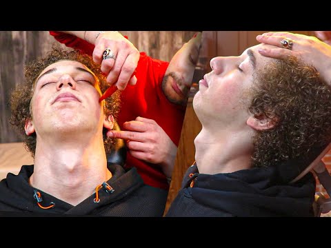 ASMR Curly Hair | ASMR Turkish Barber Massage - ASMR Head, Ear, Scalp