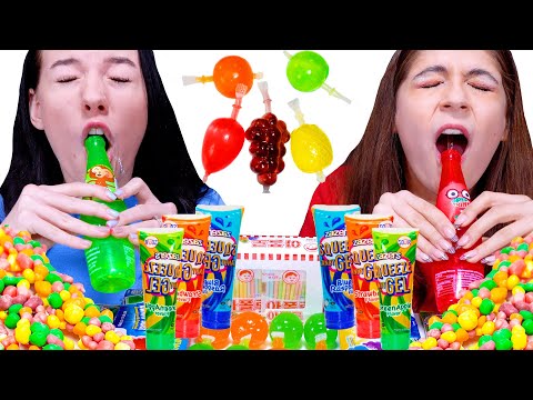 ASMR Rainbow Desserts (Korean Candy, Nerds Rope, Sour Gel) Mukbang Eating Sounds LiLiBu