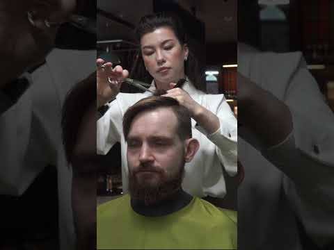 💈(ASMR) Full Service by Beautiful Female Barber: Scissor Haircut, Shave and Shampoo