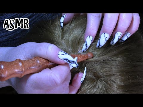 ASMR Scalp Check and Treatment (NO TALKING) (Gloves, Scalp Scratching, Long Nails, Real Hair)