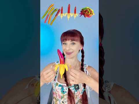 ASMR Honey Gummy Worms, Jelly Gummy Banana Eating  #mukbang