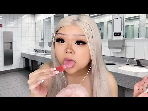 ASMR dumb b̶t̶c̶h̶ girl eats your squeeze tube lipglosses in the school bathroom 💄🍽️ (realistic)