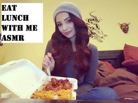 ASMR Eating Sesame Chicken, Pork Fried Rice, and Egg Roll (Soft Spoken Mukbang)