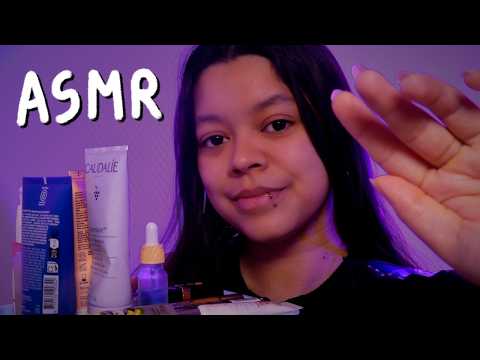 Je t'applique plein de produits🧴ASMR FR (face touching, lid sounds..)
