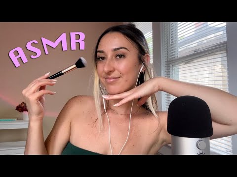 ASMR body triggers ♡ face brushing, tracing, light touch ♡