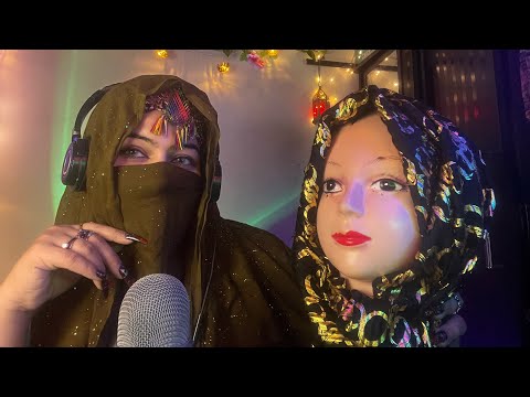 🧕🏼🧕🏼putting hijab/drape on you ASMR #fabricsounds #brainmelting #triggers