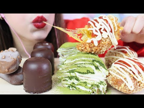 POPULAR FOOD FOR ASMR ON MY CHANNEL - ICE CREAM BARS, CORN DOGS, CREPE CAKE (Eating Sounds)