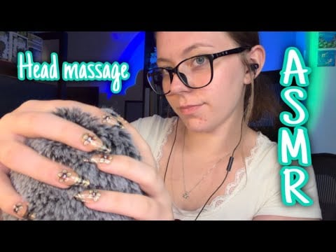 ASMR Head massage | Fluffy mic scratches and hand movements