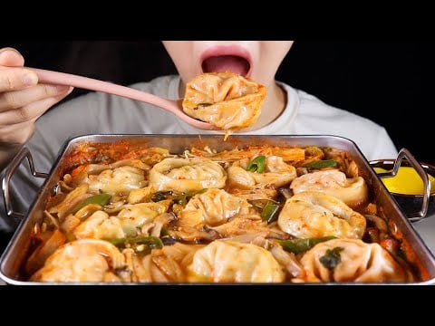 ASMR Mandu Jeongol | Korean Dumpling Hot Pot | No Talking Eating Sounds Mukbang