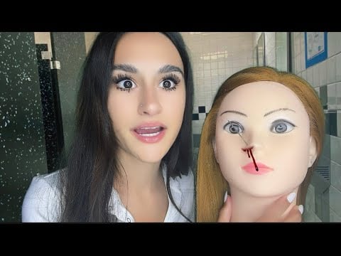 ASMR| Girl does your nose piercing in the school bathroom *GONE WRONG*😳