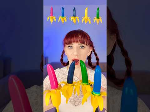 ASMR Lots of Colored Gummy Bananas Eating #mukbang #funny