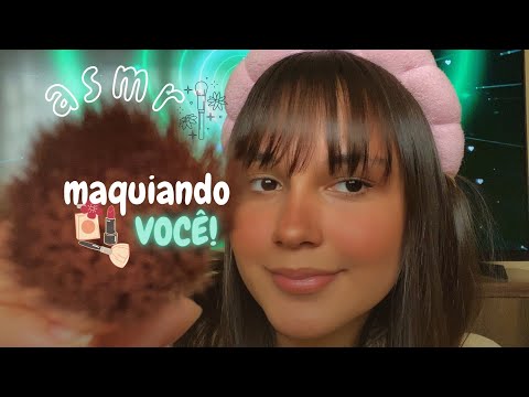 ASMR caseiro | maquiando você! com sons de boca e pincel na tela 👄