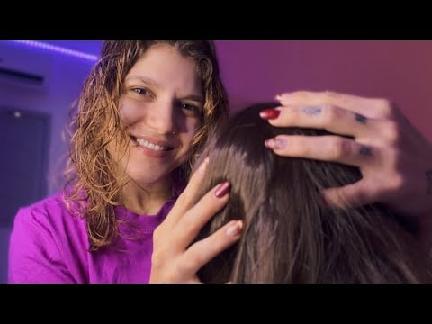 ✨ASMR para quem teve um dia difícil✨Massagem no couro cabeludo e rosto 