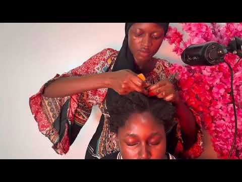 ASMR ✨hair parting, shea butter greasing between parted hairs and scalp scratching. ASMR FOR SLEEP
