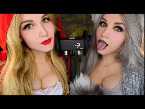 ASMR 🐺🍓TWIN Ear Licking, Mouth Sounds💋 АСМР Звуки рта, ликинг 👂👅