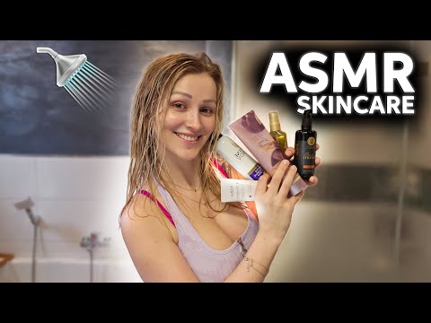 ASMR Skincare & Hair Routine 💦 Wet Hair Sounds & Gentle Product Taps