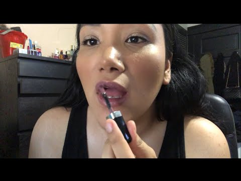 ASMR LIP GLOSS APPLICATION/TRY ON - MOUTH SOUNDS, KISSES, LIP SMACKING, WHISPERING