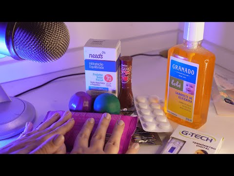 ASMR COMPRINHAS DE FARMÁCIA: tapping e sons de embalagem