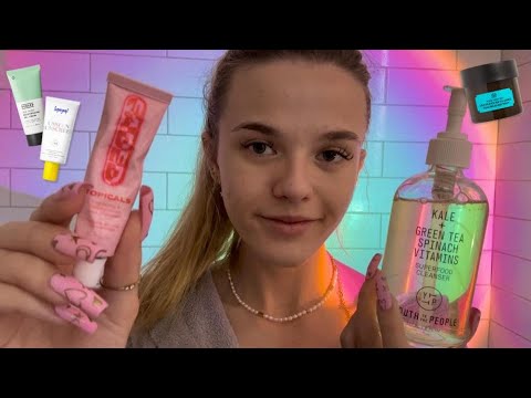 ASMR Applying My Skincare Routine On You & Me 🧖🏻‍♀️ (overlay sounds) 🫧