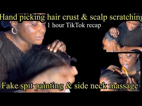 Asmr ✨Soft whisper hair crust picking, scratching, fake spit painting and scalp massage