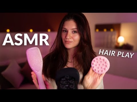 ASMR | Hair Play, Hair Brushing & Soft Whispering 🩷