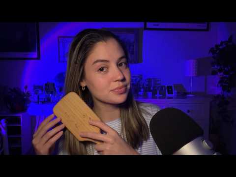 asmr hair brushing 🩵ིྀ (hair sounds, hair play, scrunchie sounds)