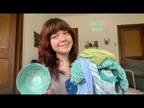 asmr thrift haul ~ clothing and fabrics for art project!! + Creative process