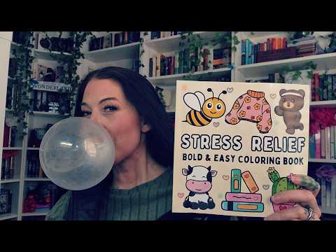 ASMR- Gum Chewing, Bubble Blowing, & Coloring (Anglo Bubbly/Banana Bazooka)