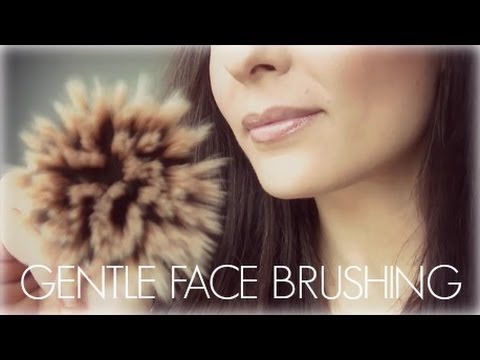 ASMR GENTLE FACE BRUSHING ◕‿◕ Soft Brushing Sounds, Whispering, Ear To Ear & Tapping