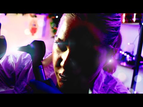 ASMR Up Close ENT Exam (Ear Cleaning, Otoscope Inspection) in Dark Doctor Office