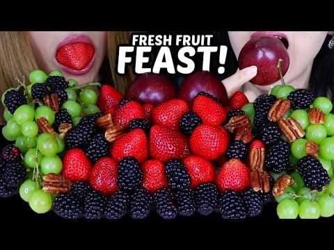 ASMR FRESH FRUIT FEAST! Juicy strawberries, blackberries, plums, grapes *BIG BITES* 먹방