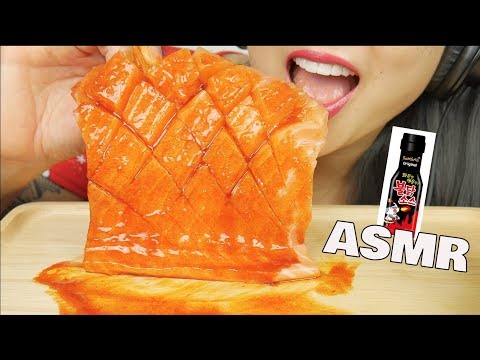 ASMR SALMON SASHIMI + FIRE SAUCE (SAVAGE EATING SOUNDS) NO TALKING | SAS-ASMR