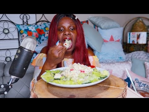 Spicy Salmon Salad ASMR Eating Sounds