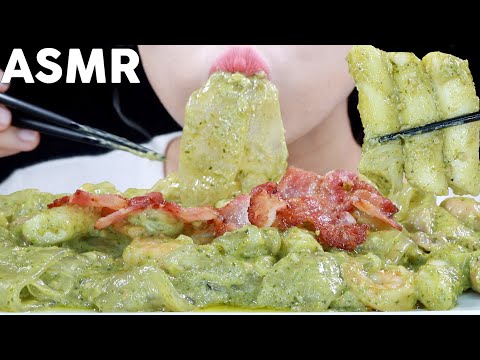 ASMR Basil Cream Tteokbokki Eating Sounds | 바질크림떡볶이 먹방 | MINEE EATS