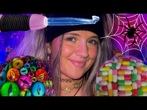 ASMR LIVE 💊🧿🕸️ - spider webs, pill mic, & eye mic tingles!