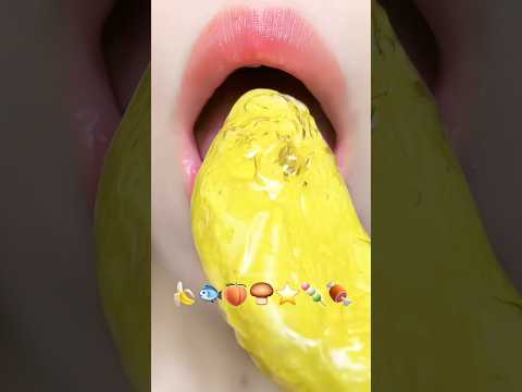 Asmr Eating Tanghulu Marshmallow Wax Honey Emoji Food 🍌🍑🐟 #asmr #mukbang #emojichallenges #eating