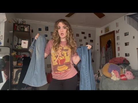try on haul + jeans & leggings fabric scratching (ASMR Help Me Choose My Outfit!) come hang out pls