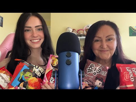 my mum tries ASMR for the first time | south korean snacks mukbang 🇰🇷